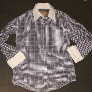 Kids Purple and blue plaid button down